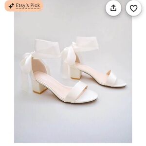 Elegant White Women's Heels with Bow Detail